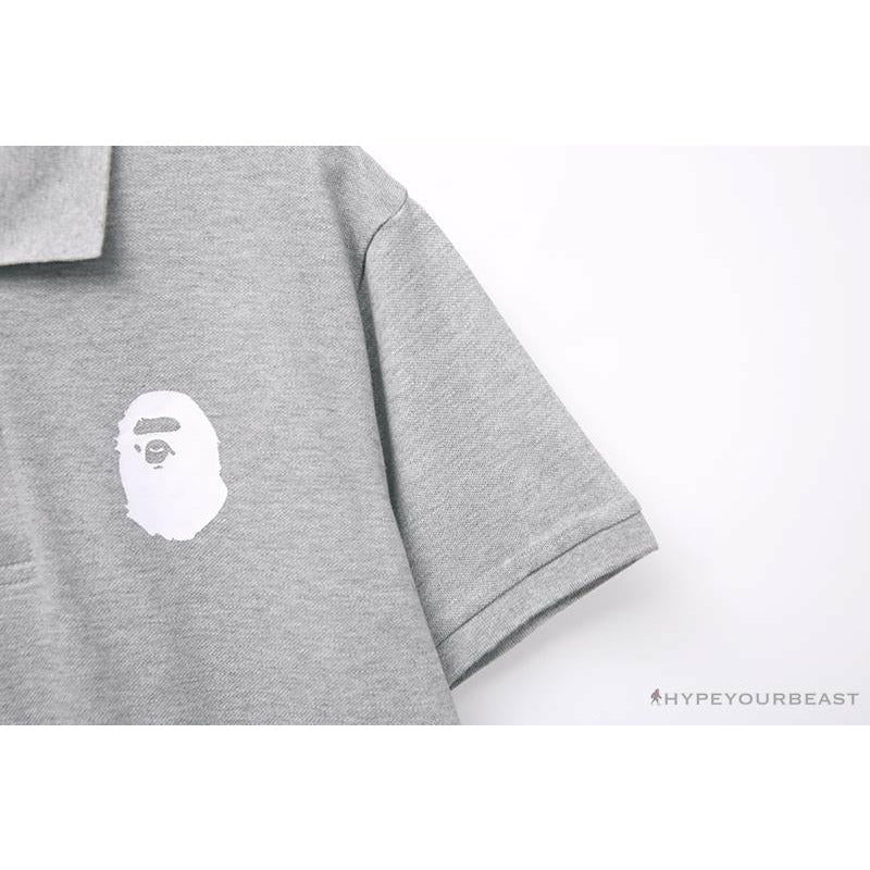 BAPE Classic Ape Head Print Versatile Polo Shirt 'GREY'