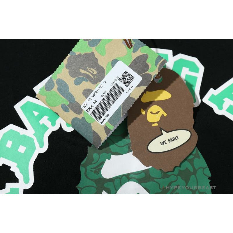 BAPE Paint Splash Green Camouflage Tee Shirt 'BLACK'