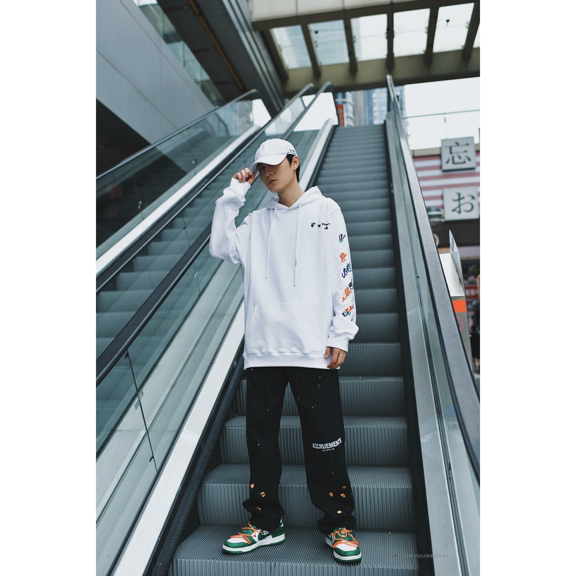 Off White Hoodie Embroidered White