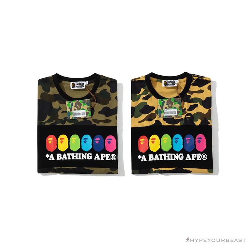 BAPE KIDS Color Ape Head Camouflage Tee Shirt 'YELLOW'