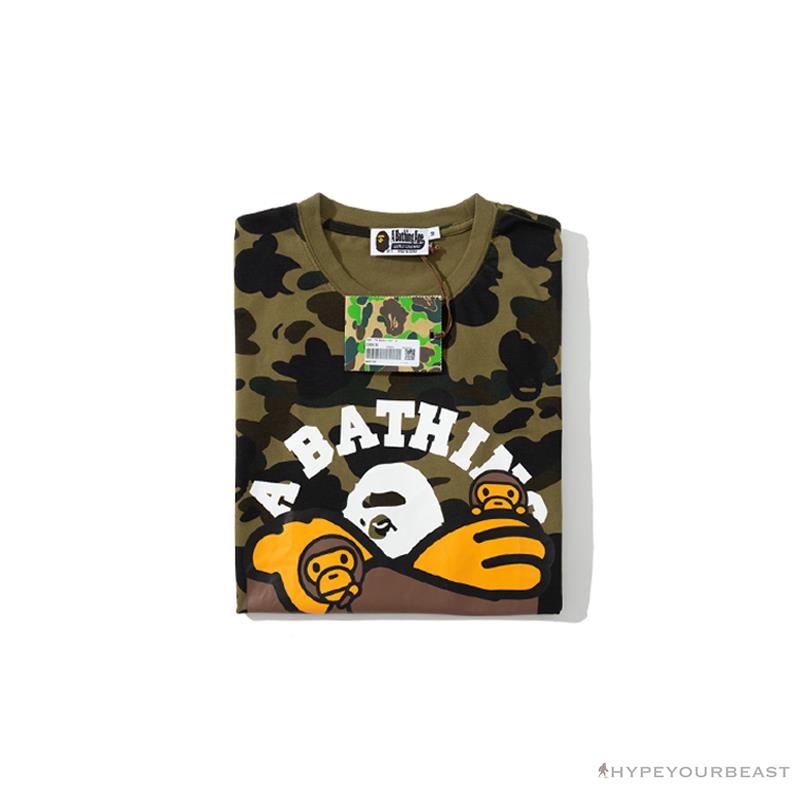BAPE KIDS Elbow Hug Gorilla Camouflage Tee Shirt 'GREEN'