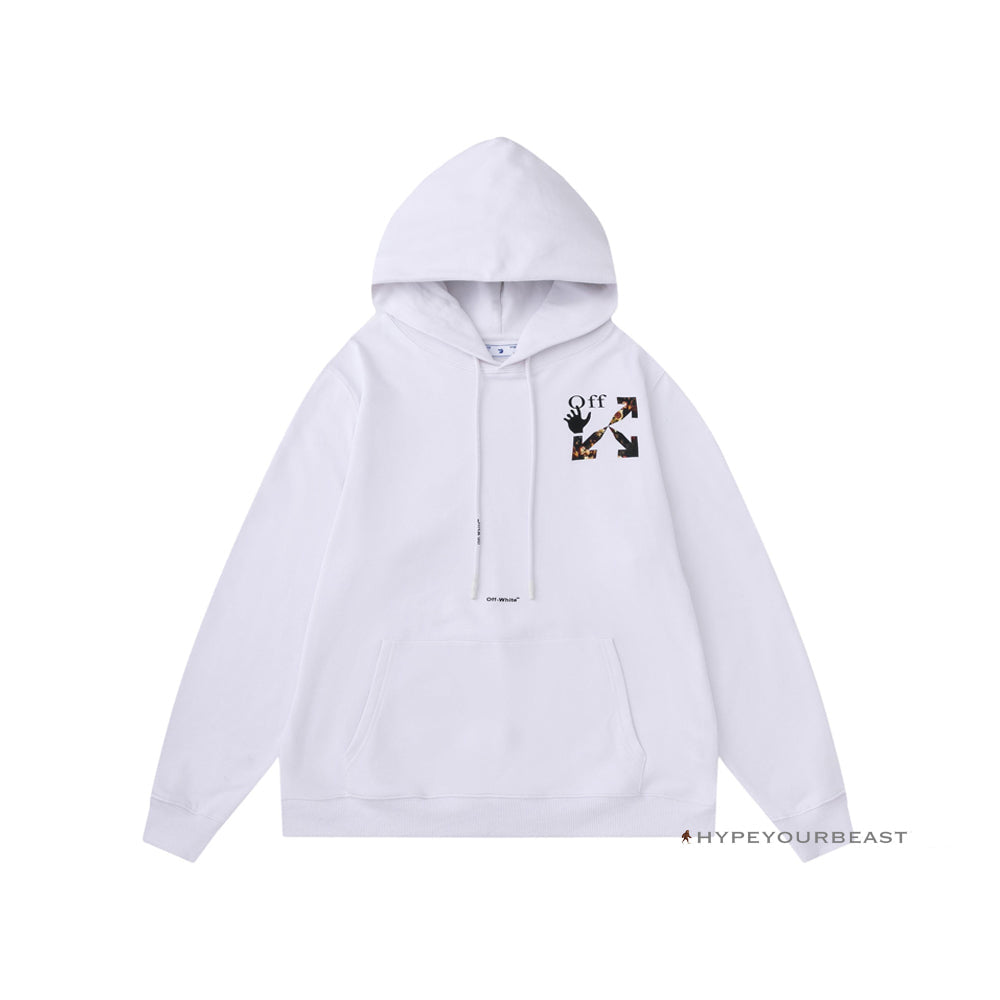 Off White Hoodie Jabba Flower - White