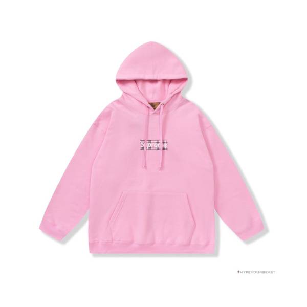Supreme X Brbrry Box Logo Hoodie Pink
