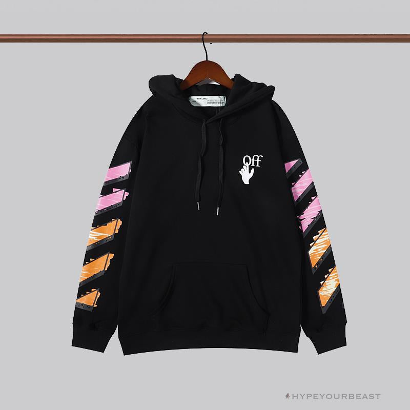 OFF-WHITE Pink Orange Arrow Hoodie 'BLACK'