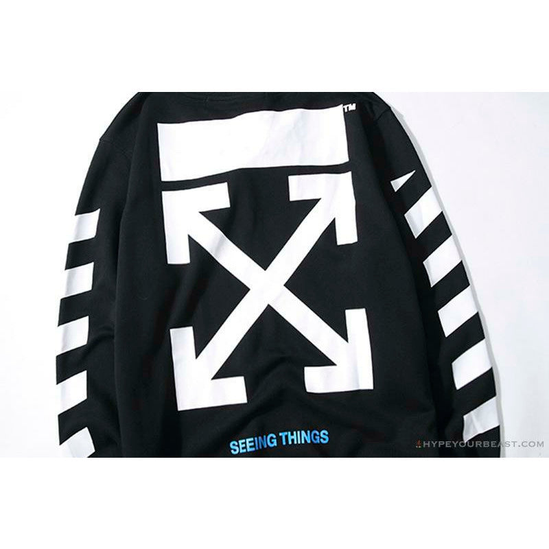 OFF-WHITE Classic Basic Cotton Terry Round Long Sleeve Shirt 'BLACK'