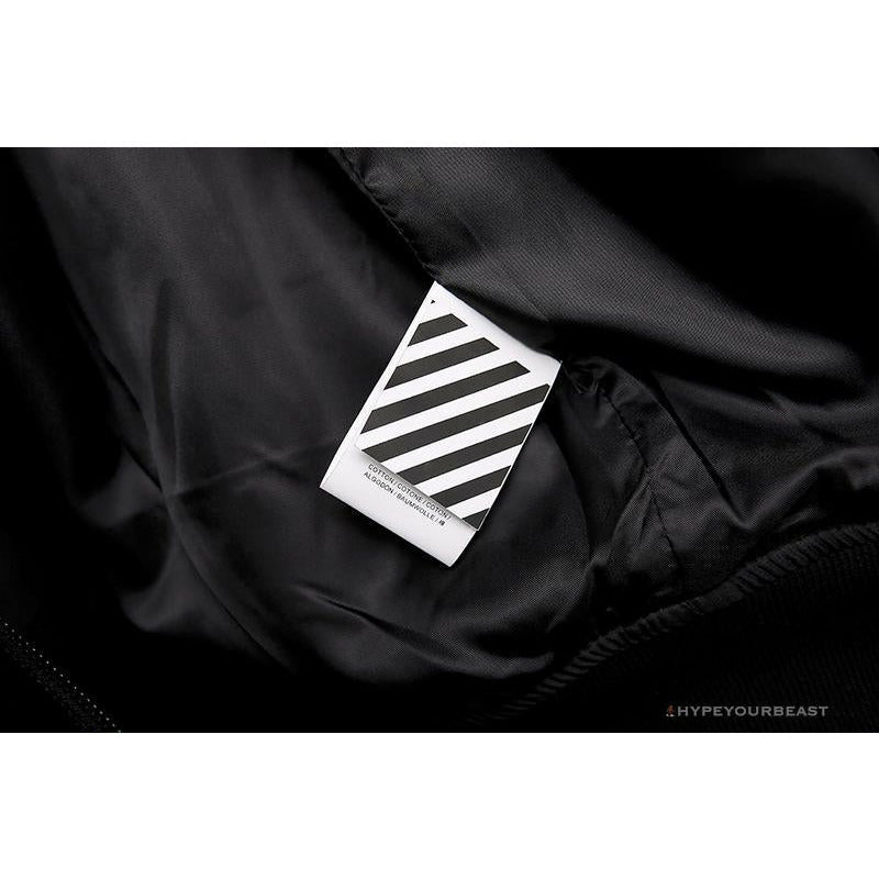 OFF-WHITE 20FW New Logo Hooded Leather Jacket Black