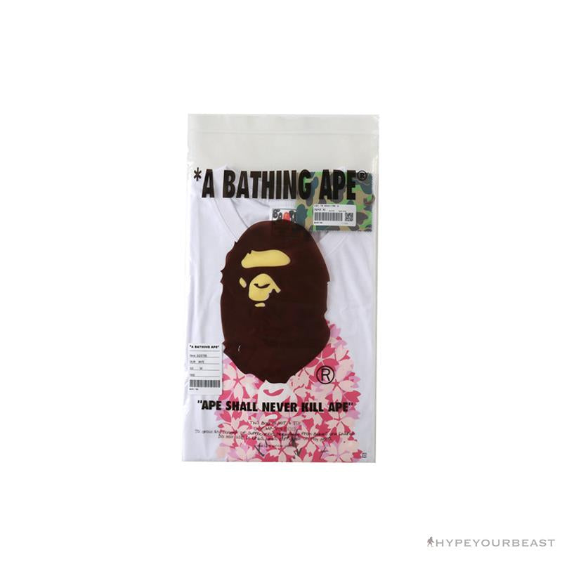 BAPE Japan Limited Edition Pink Cherry Tree Tee Shirt 'WHITE'