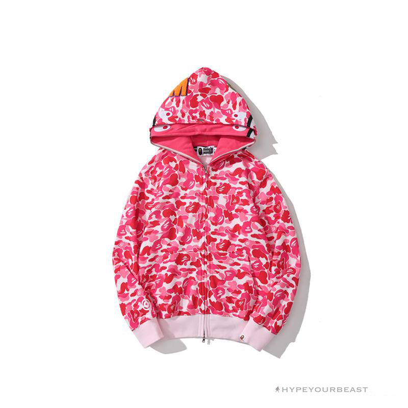 BAPE Camo Hoodie Shark Head PINK