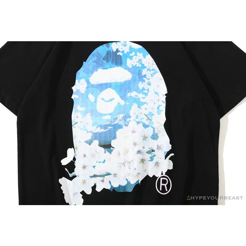 BAPE Japan Limited Edition Mt. Fuji Sakura Tee Shirt 'BLACK'