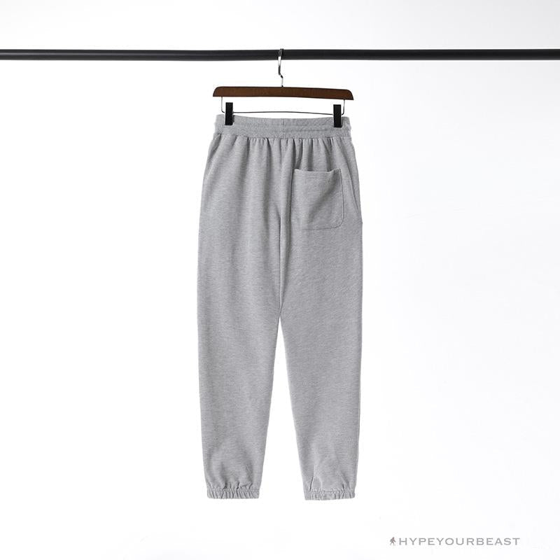 BAPE Classic Ape Head Embroidered Standard Cotton Terry Pants 'LIGHT GREY'