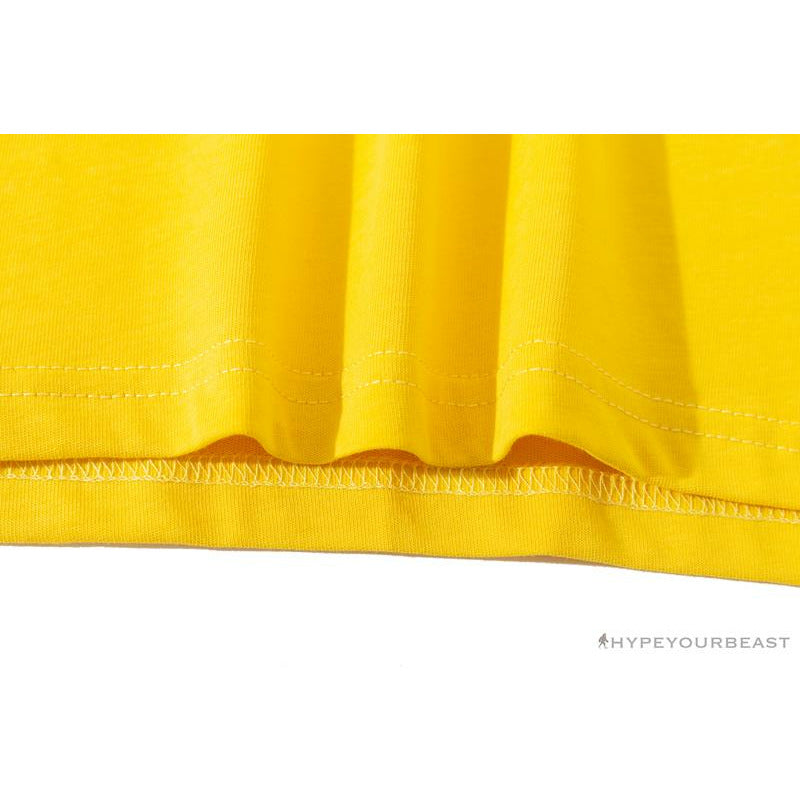 BAPE KIDS Small Net Pocket Ape Man Head Tee Shirt 'YELLOW'