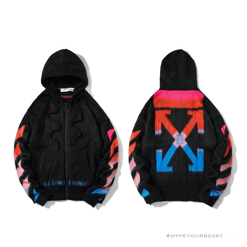 Off White Hoodie Blue Pink