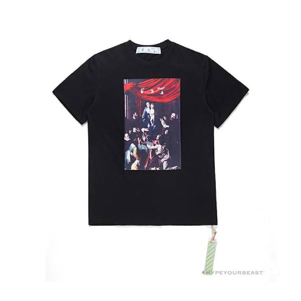 OFF-WHITE Baroque Angel Religious Painting Tee Shirt 'BLACK'
