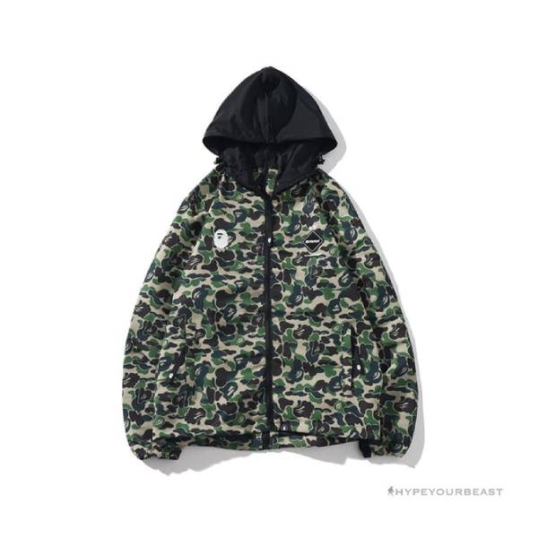 BAPE x FCRB Joint Double Zip Camouflage Hoodie 'GREEN'