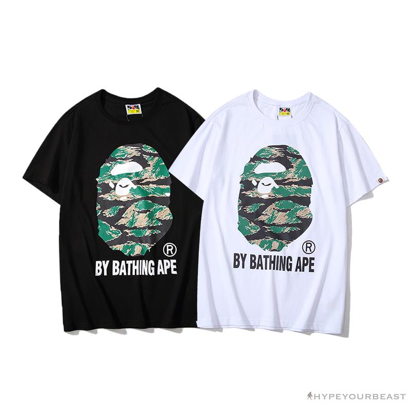 BAPE Tiger Pattern Camouflage Ape Initials Tee Shirt 'BLACK'