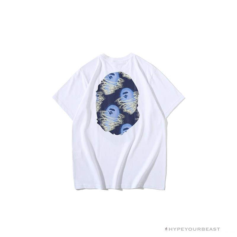 BAPE Blue Ape Head Green Storm Tee Shirt 'WHITE'
