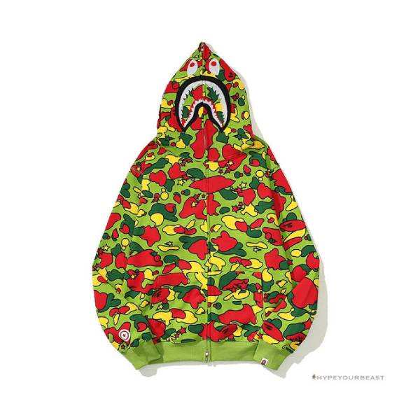 Bape Sta Camo Shark Full Zip Up Hoodie Green