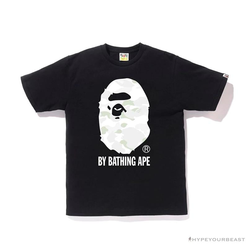 BAPE Luminous Spots Camouflage Great Ape Man White Head Cotton Short Sleeve Tee Shirt 'BLACK'