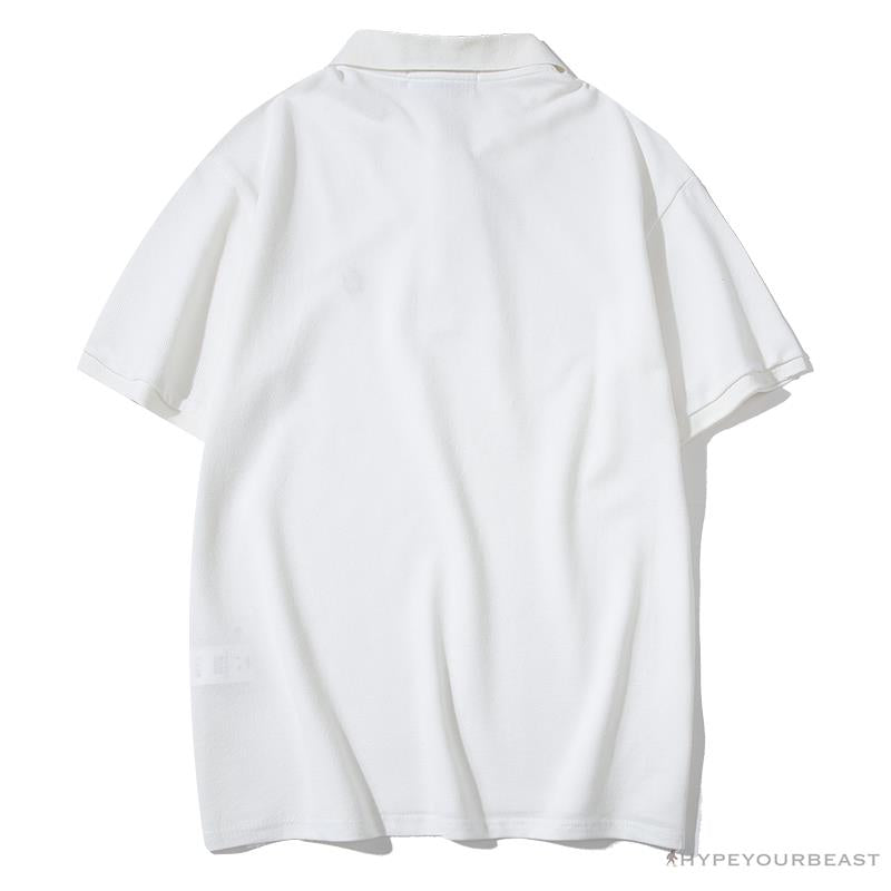 BAPE Solid Color Versatile Embroidered Ape Head Small Badge Polo Shirt 'WHITE'