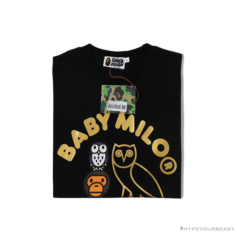 BAPE Baby Milo Owl Bronzing Tee Shirt 'BLACK'