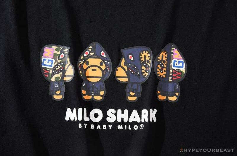 BAPE Baby Milo Blue Shark Hat Little Monkey Tee Shirt 'BLACK'