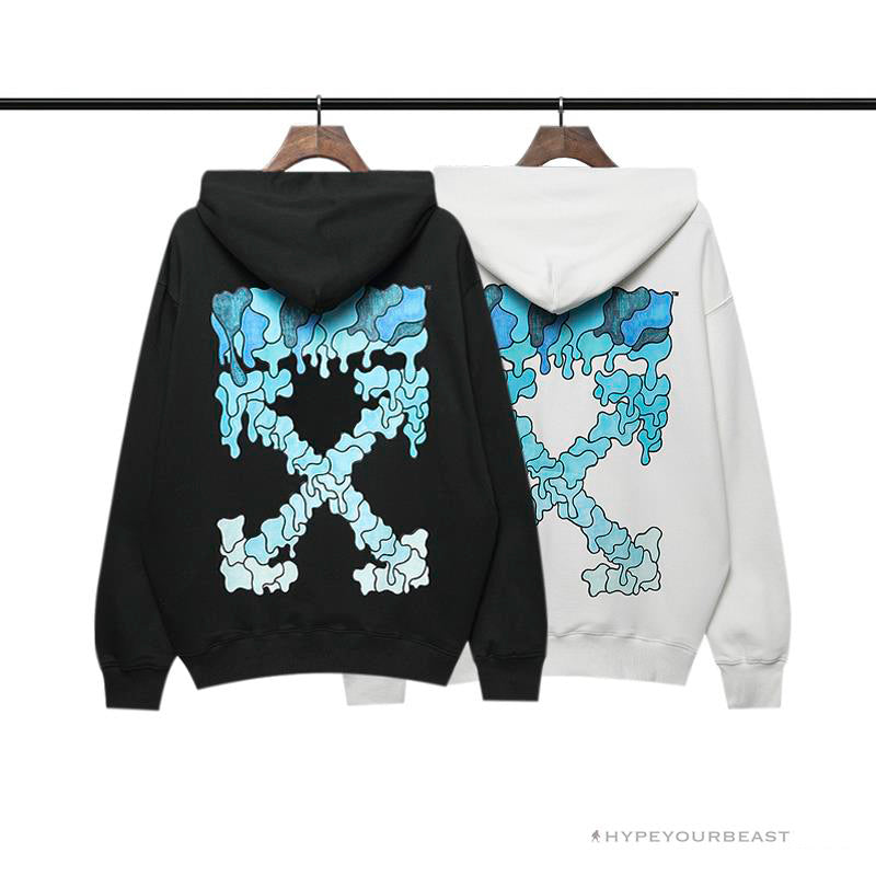 Off White Hoodie Black BLUE