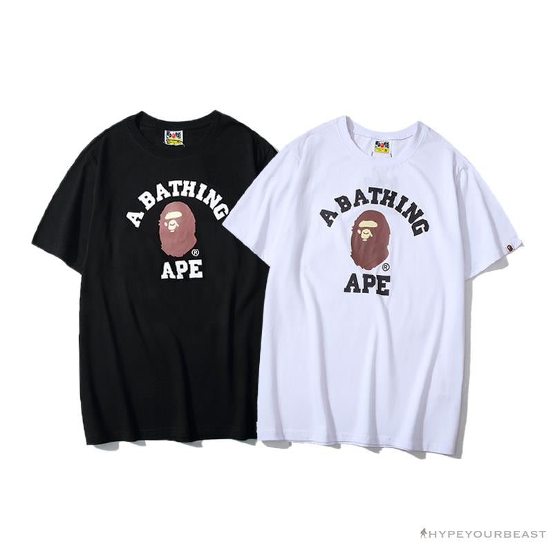 BAPE Classic Basic Ape Man Head English LOGO Tee Shirt 'WHITE'