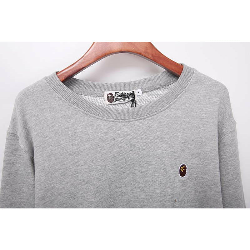 BAPE Classic Ape Head Embroidered Long Sleeve Shirt 'GREY'