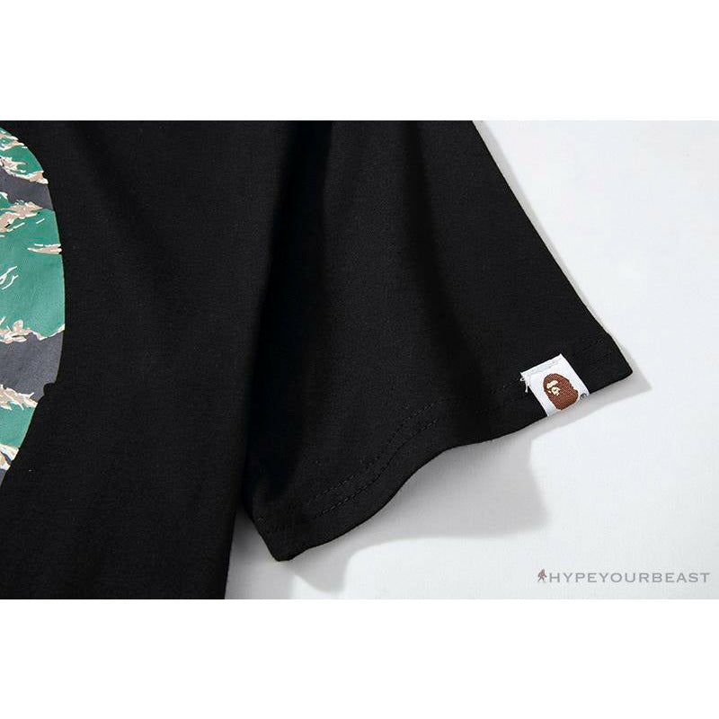 BAPE Tiger Pattern Camouflage Ape Initials Tee Shirt 'BLACK'