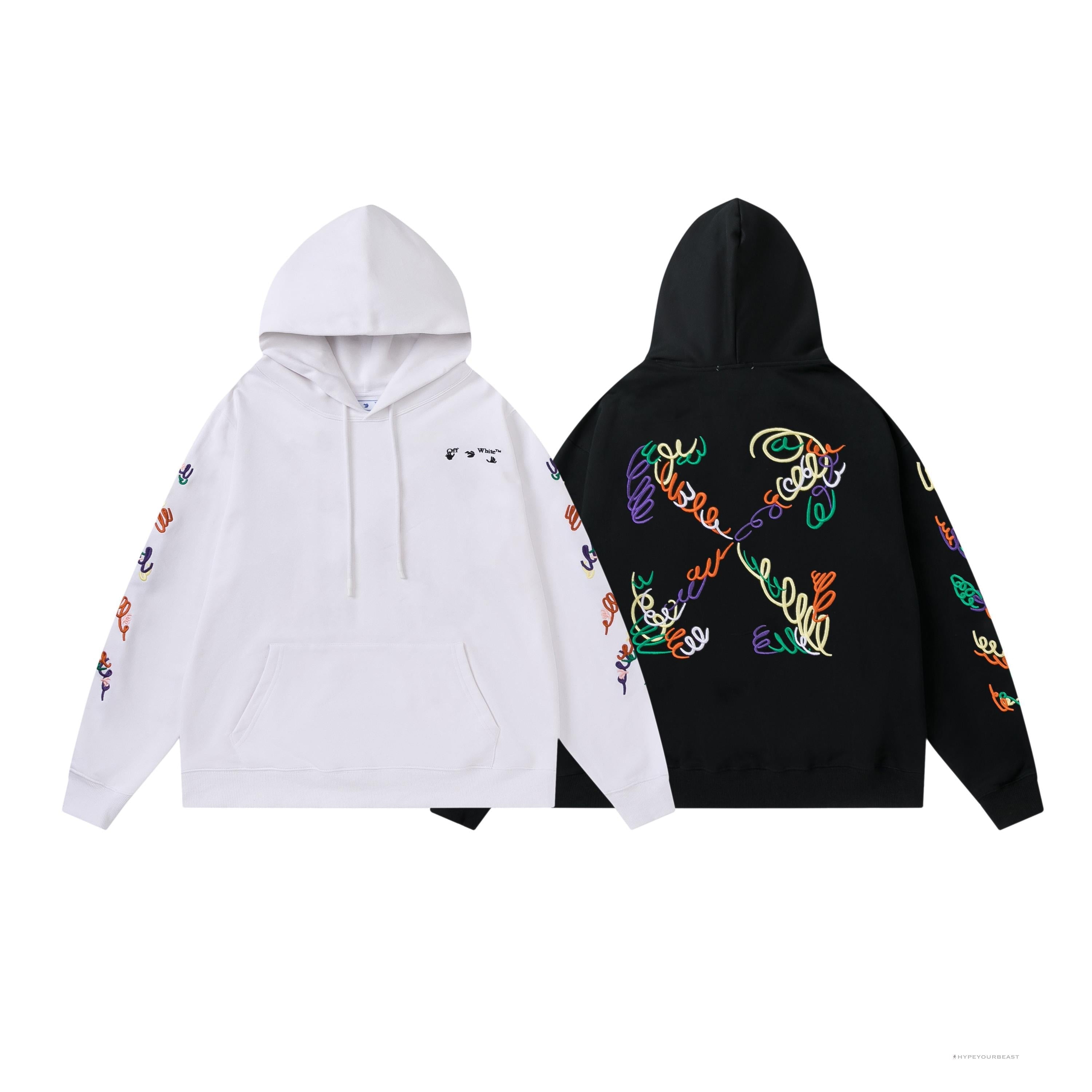 Off White Hoodie Embroidered Black