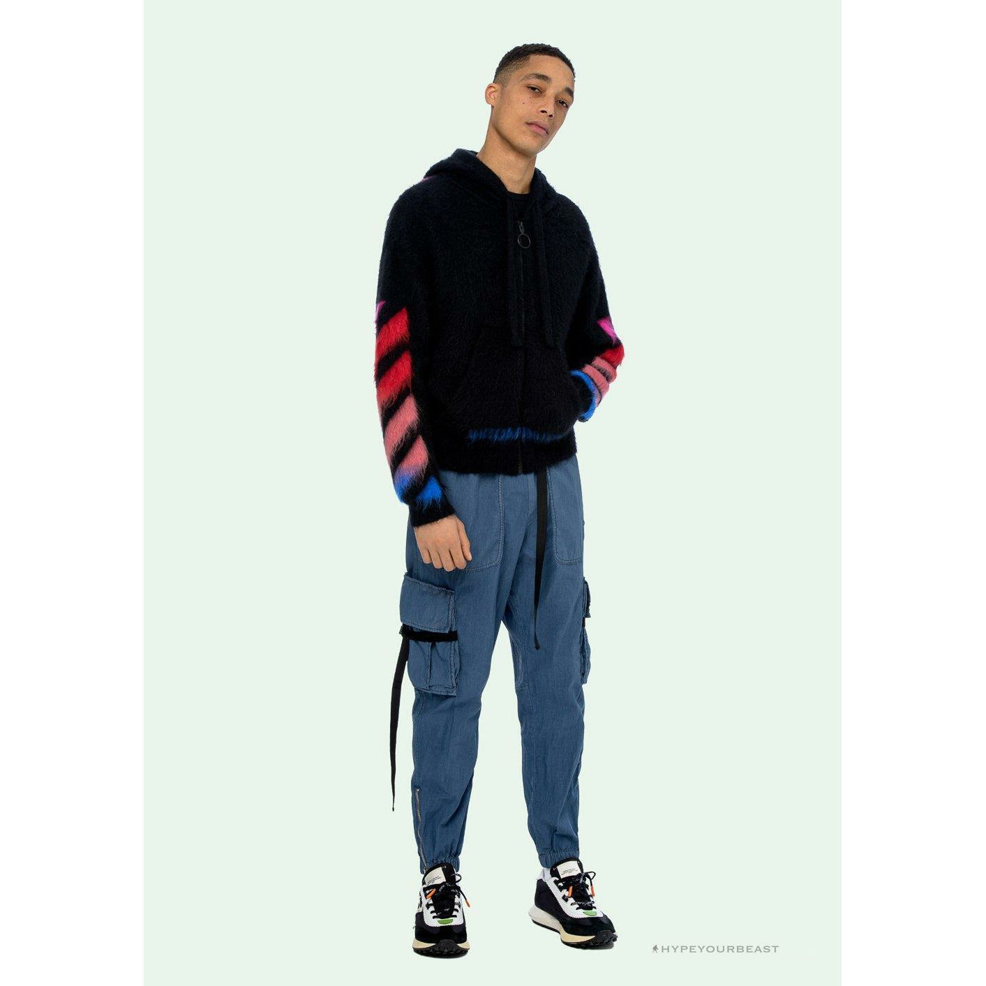 Off White Hoodie Blue Pink