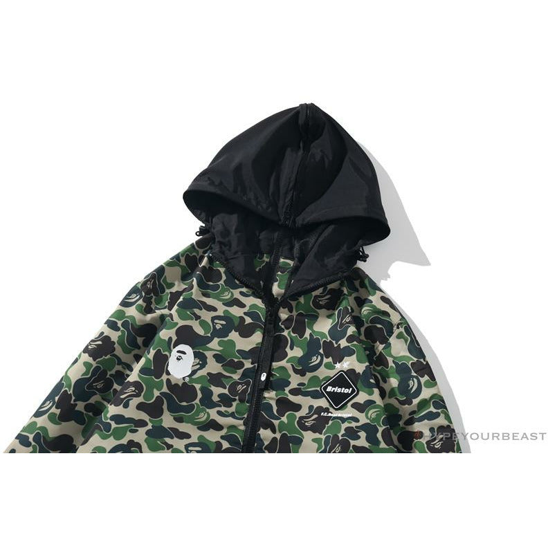 BAPE x FCRB Joint Double Zip Camouflage Hoodie 'GREEN'