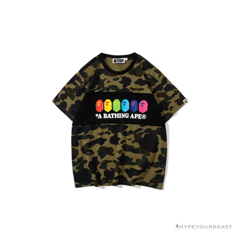 BAPE KIDS Color Ape Head Camouflage Tee Shirt 'GREEN'