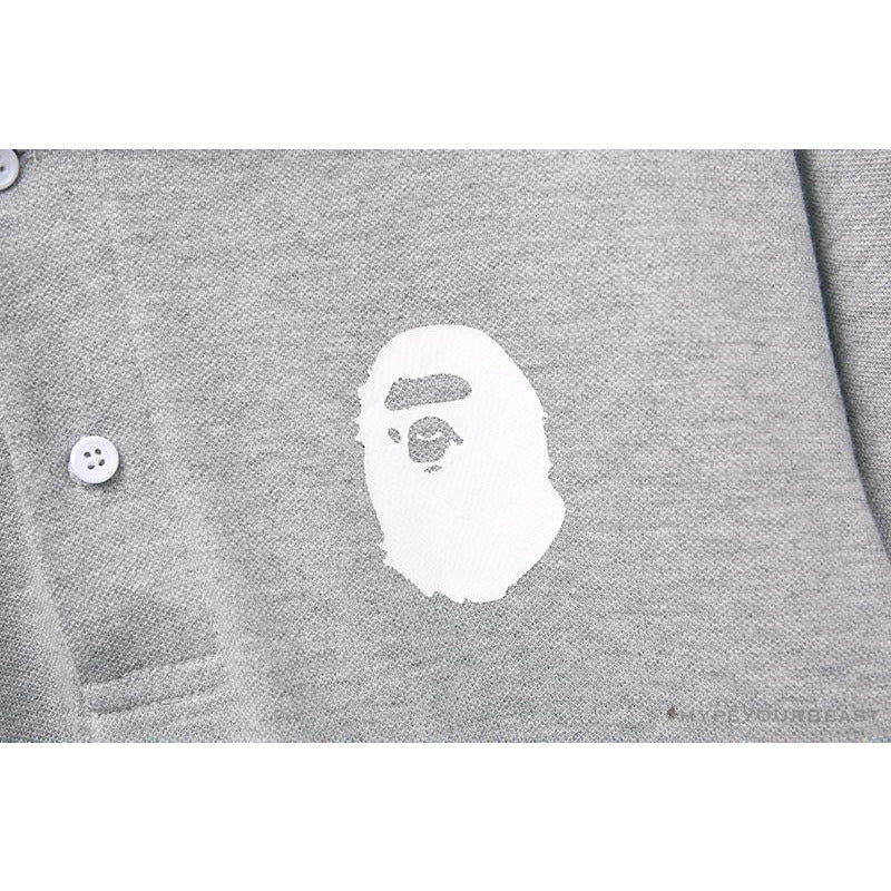 BAPE Classic Ape Head Print Versatile Polo Shirt 'GREY'