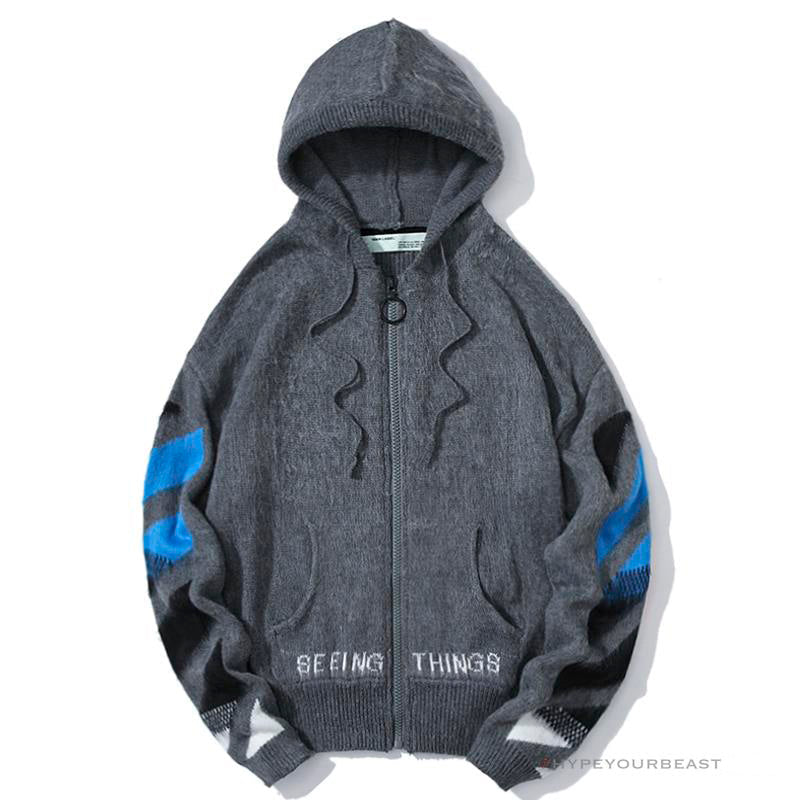Off White Hoodie Grey Blue