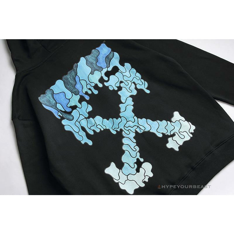 Off White Hoodie Black BLUE