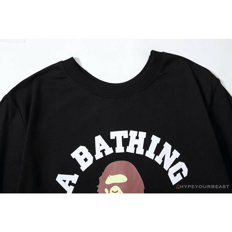 BAPE Classic Basic Ape Man Head English LOGO Tee Shirt 'BLACK'
