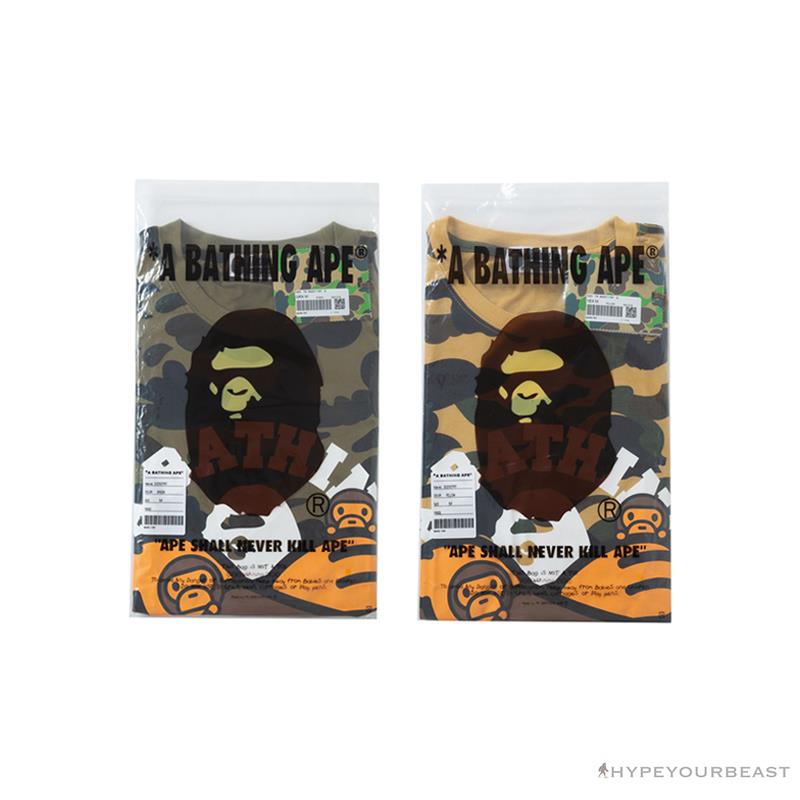 BAPE KIDS Elbow Hug Gorilla Camouflage Tee Shirt 'YELLOW'