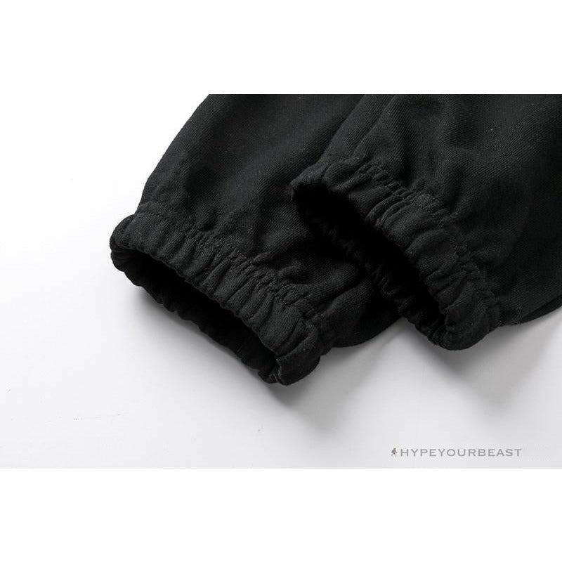 BAPE Classic Ape Head Embroidered Standard Cotton Terry Pants 'BLACK'