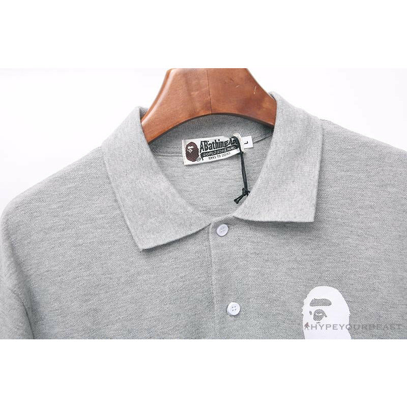 BAPE Classic Ape Head Print Versatile Polo Shirt 'GREY'
