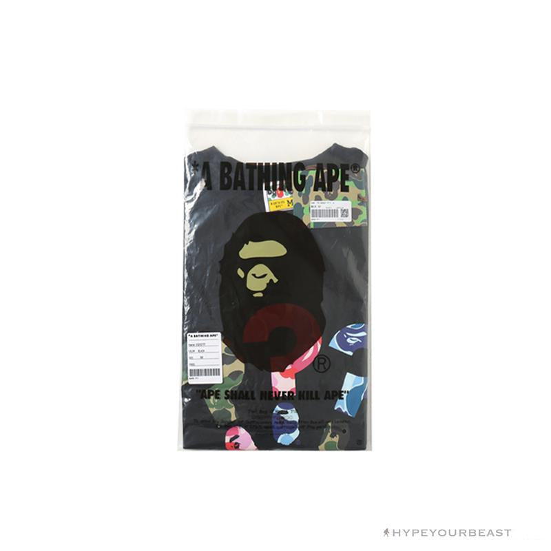 BAPE Camouflage Three-Color Question Mark Tee Shirt 'BLACK'