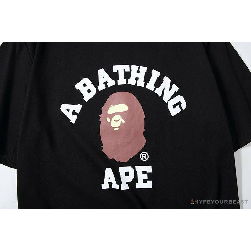 BAPE Classic Basic Ape Man Head English LOGO Tee Shirt 'BLACK'