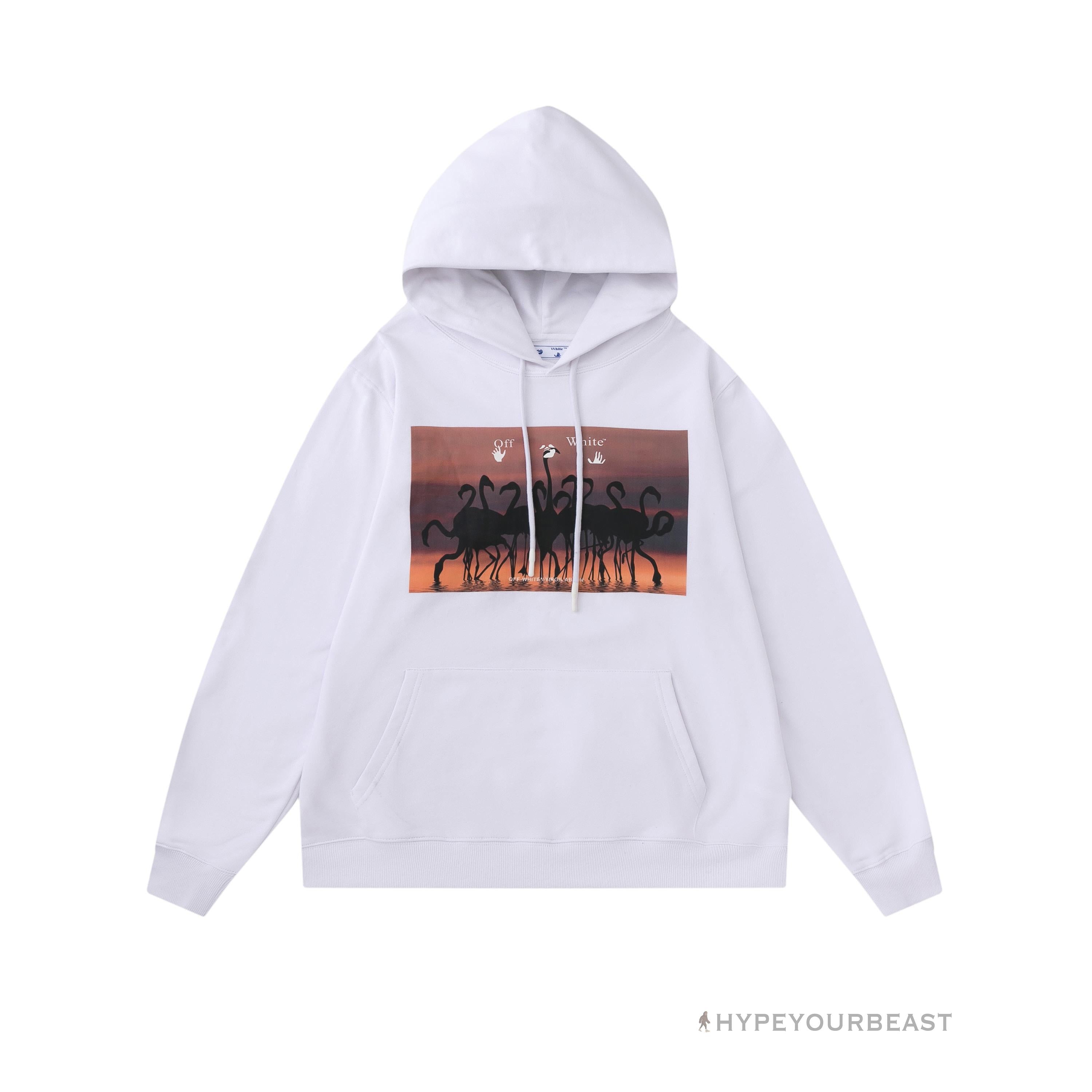 Off White Hoodie Flamingo - White