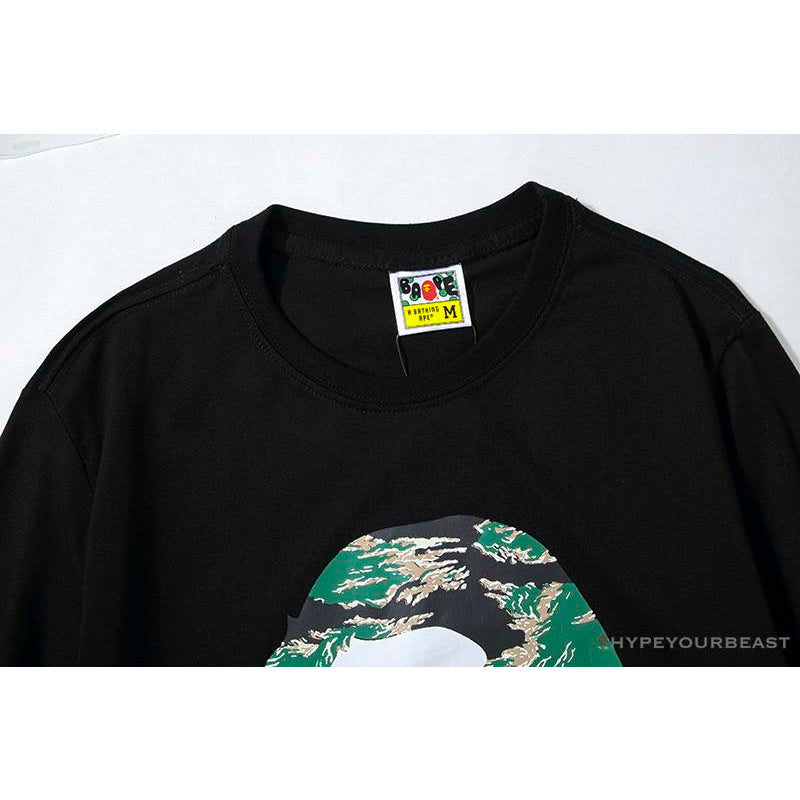 BAPE Tiger Pattern Camouflage Ape Initials Tee Shirt 'BLACK'