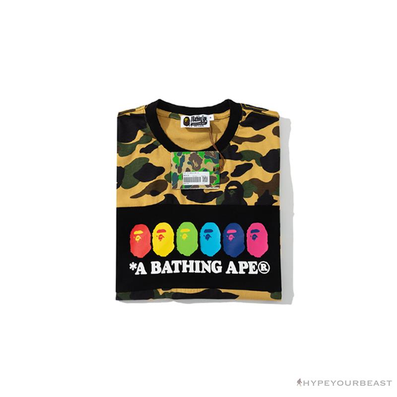 BAPE KIDS Color Ape Head Camouflage Tee Shirt 'YELLOW'