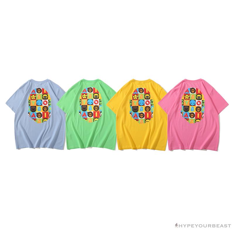BAPE Baby Milo Color Square Ape Head Tee Shirt 'YELLOW'