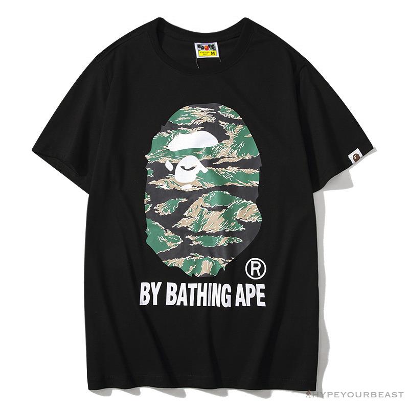BAPE Tiger Pattern Camouflage Ape Initials Tee Shirt 'BLACK'
