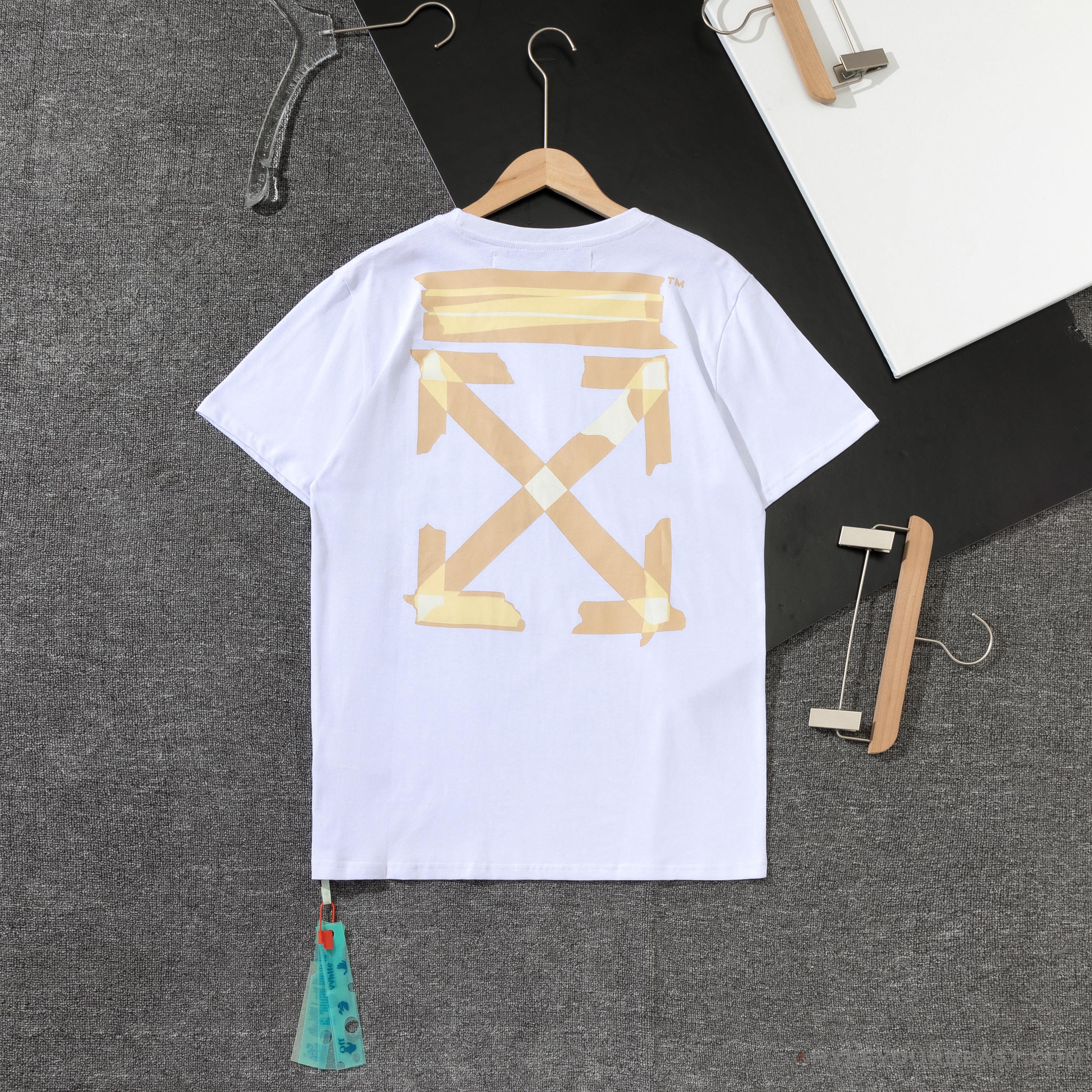 OFF-WHITE Classic Cross Yellow Arrow Tape Tee Shirt 'WHITE'