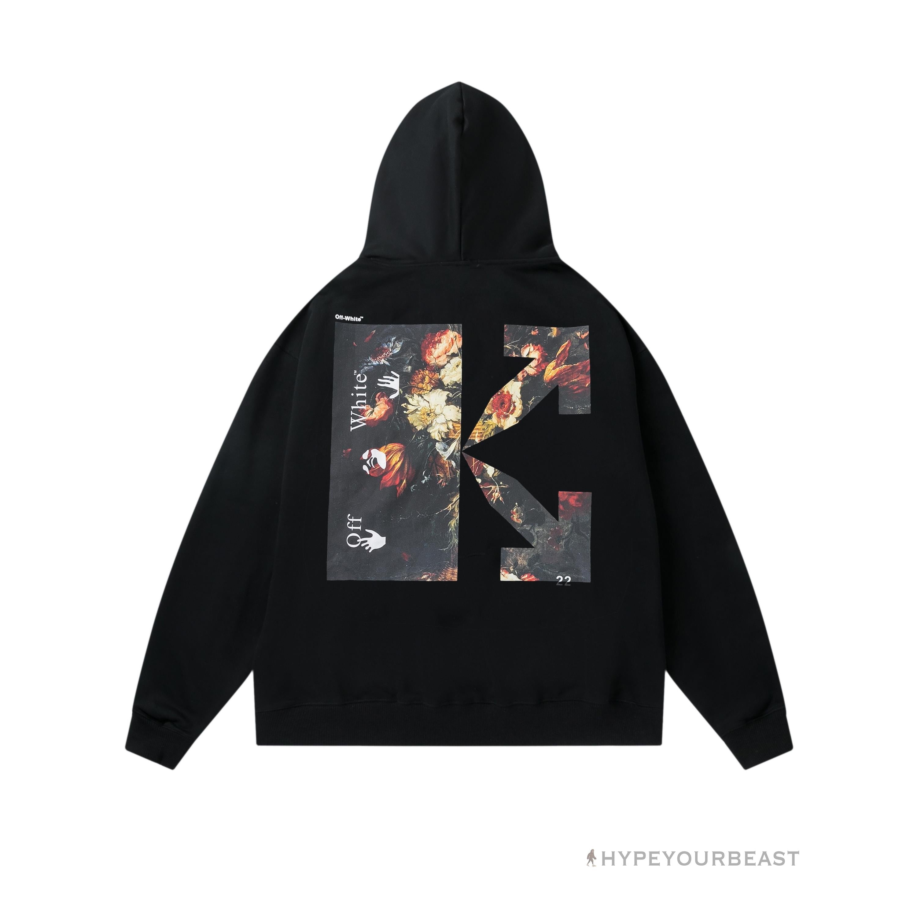 Off White Hoodie Jabba Flower - Black