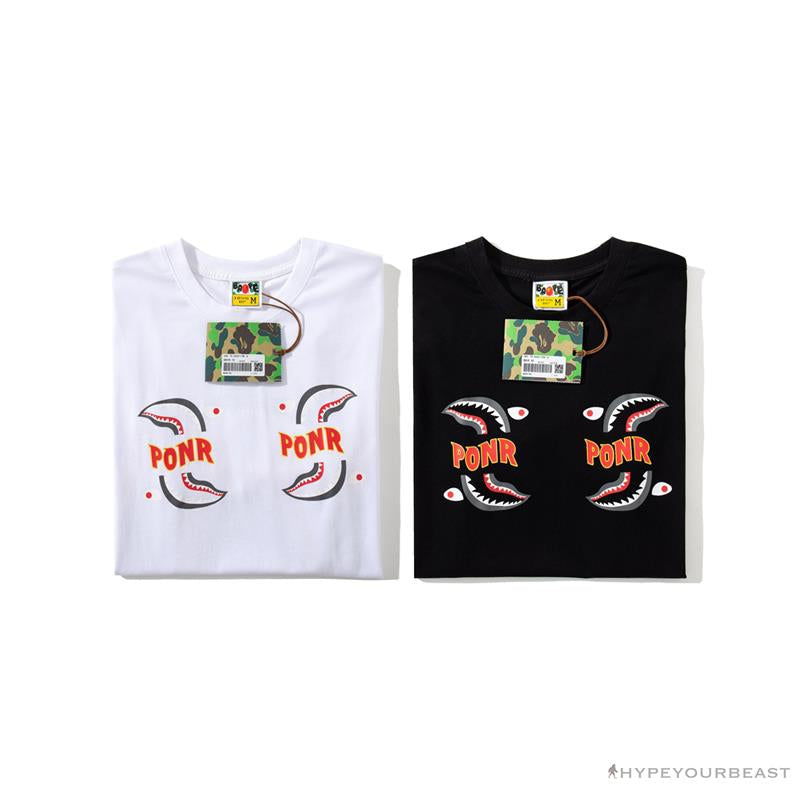 BAPE Shark Head PONR Tee Shirt 'BLACK'